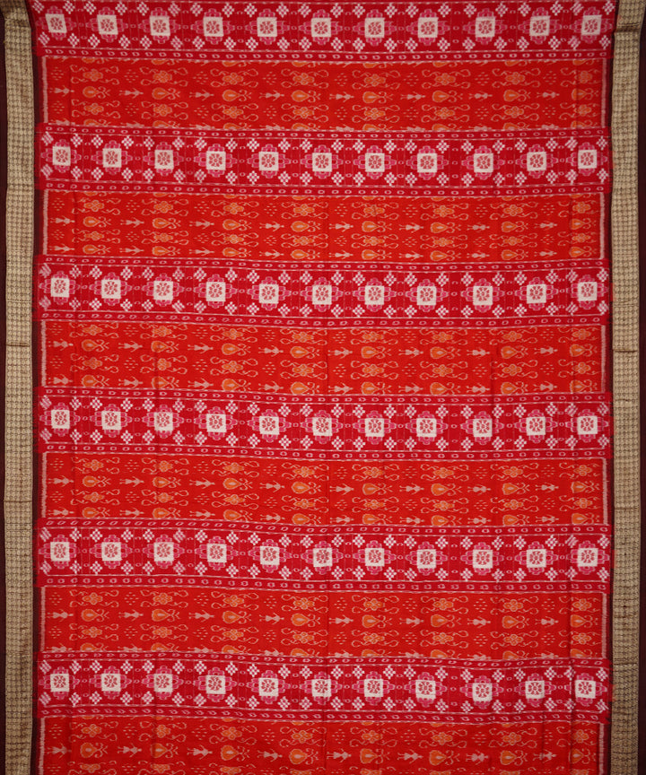 Red green silk handwoven sambalpuri saree