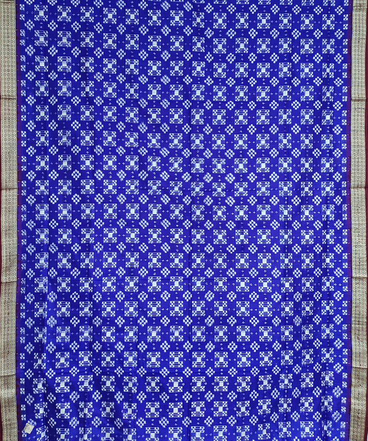 Navy blue maroon silk handwoven sambalpuri saree