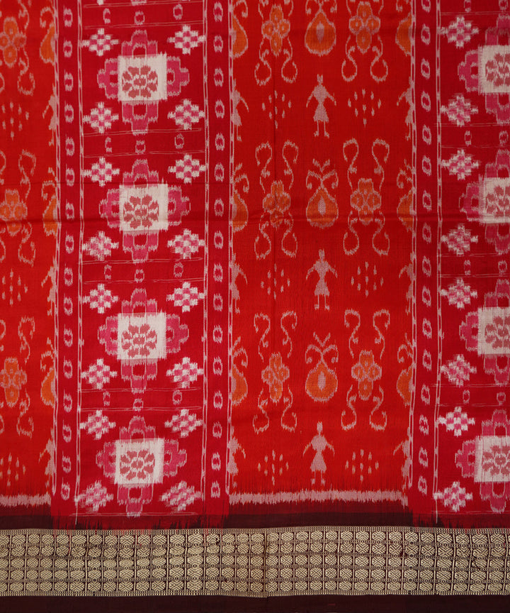 Red green silk handwoven sambalpuri saree