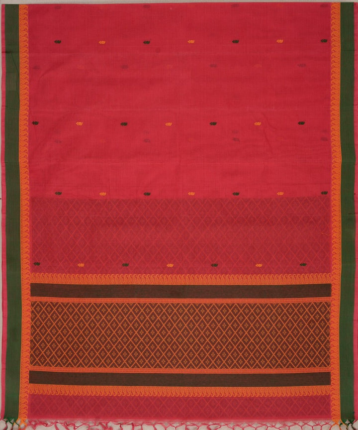 Pink green handwoven kanchi cotton saree