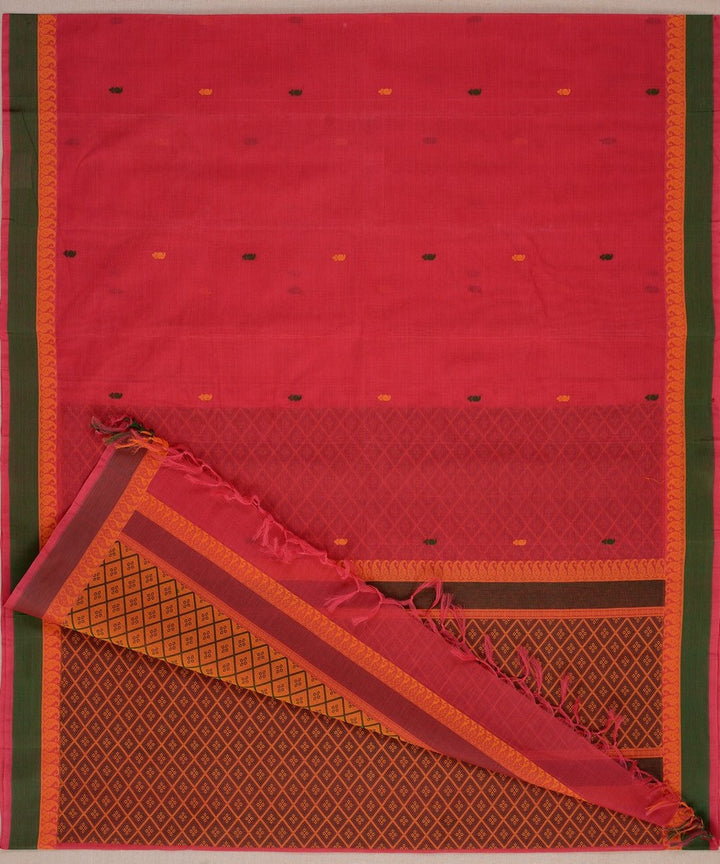 Pink green handwoven kanchi cotton saree