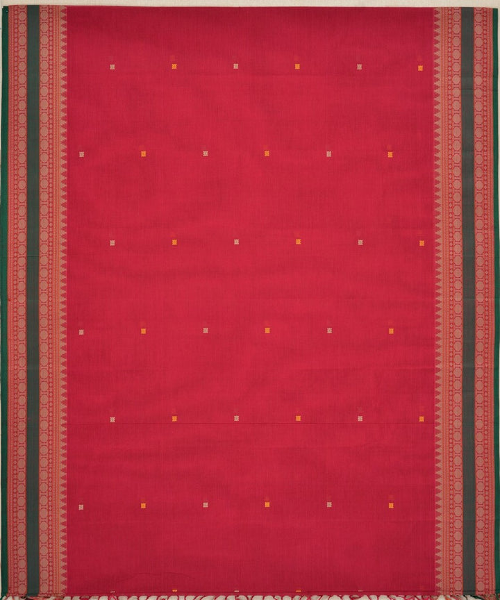 Pink green hand woven kanchi cotton saree
