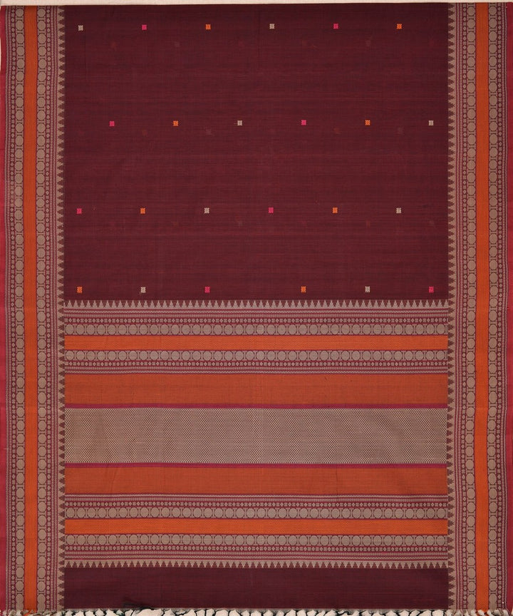 Purple beige handloom kanchi cotton saree