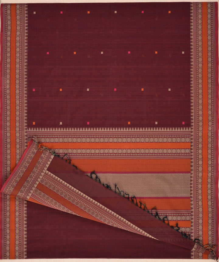 Purple beige handloom kanchi cotton saree