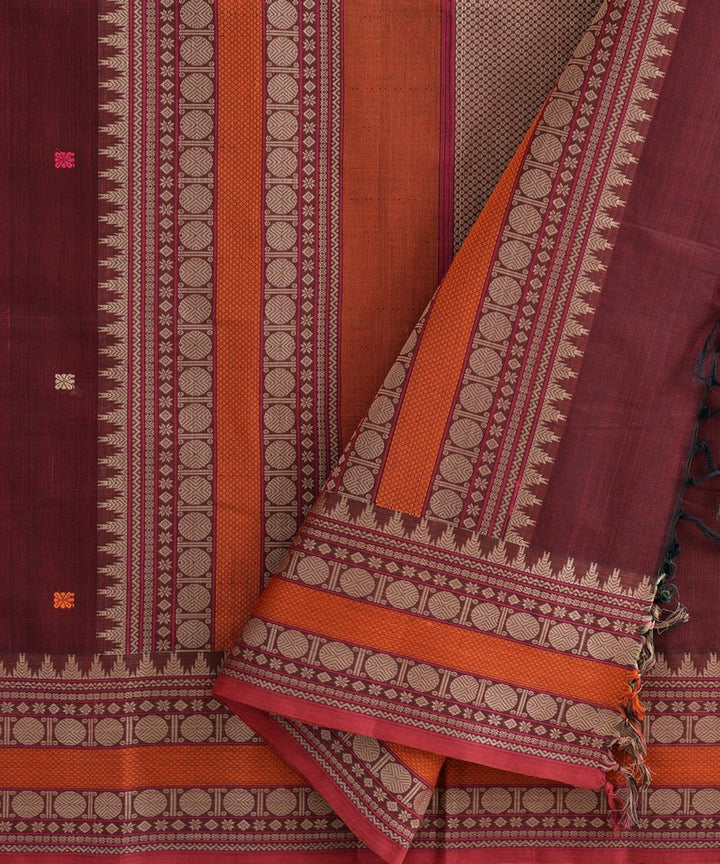 Purple beige handloom kanchi cotton saree
