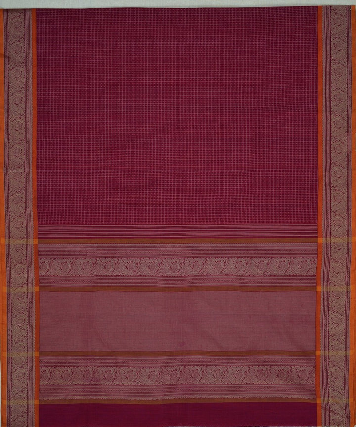 Maroon beige hand woven kanchi cotton saree