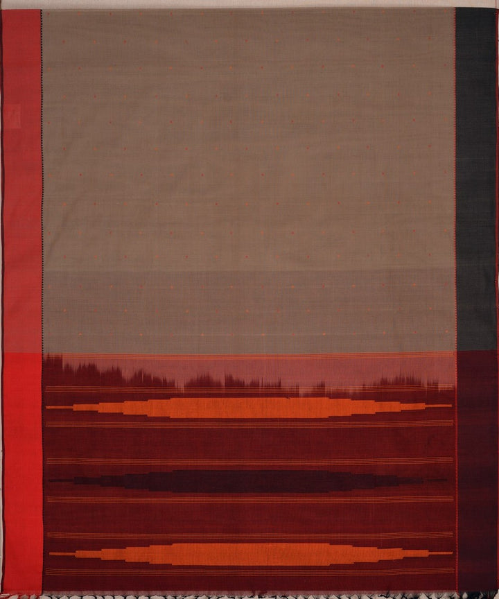 Grey handwoven ganga jamuna border kanchi cotton saree