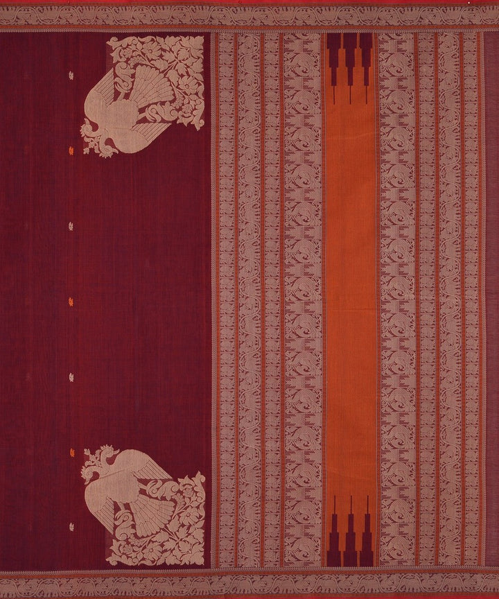 Maroon handwoven kanchi cotton saree