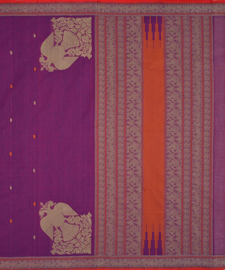 Purple beige handwoven kanchi cotton saree