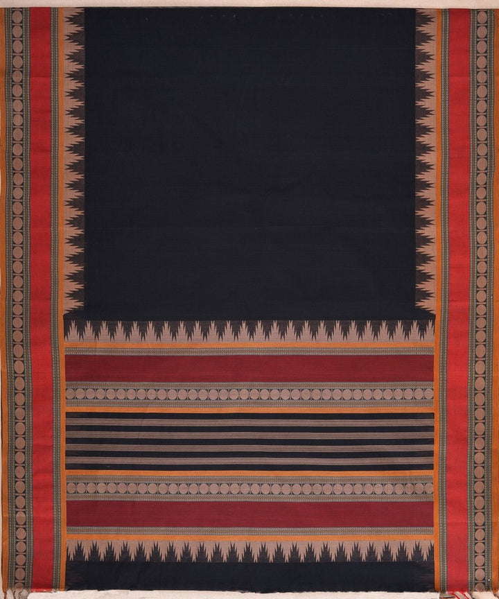 Black red handwoven kanchi cotton saree