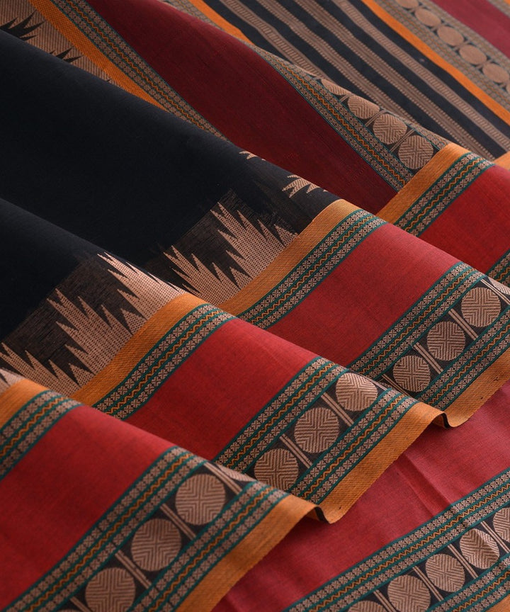 Black red handwoven kanchi cotton saree