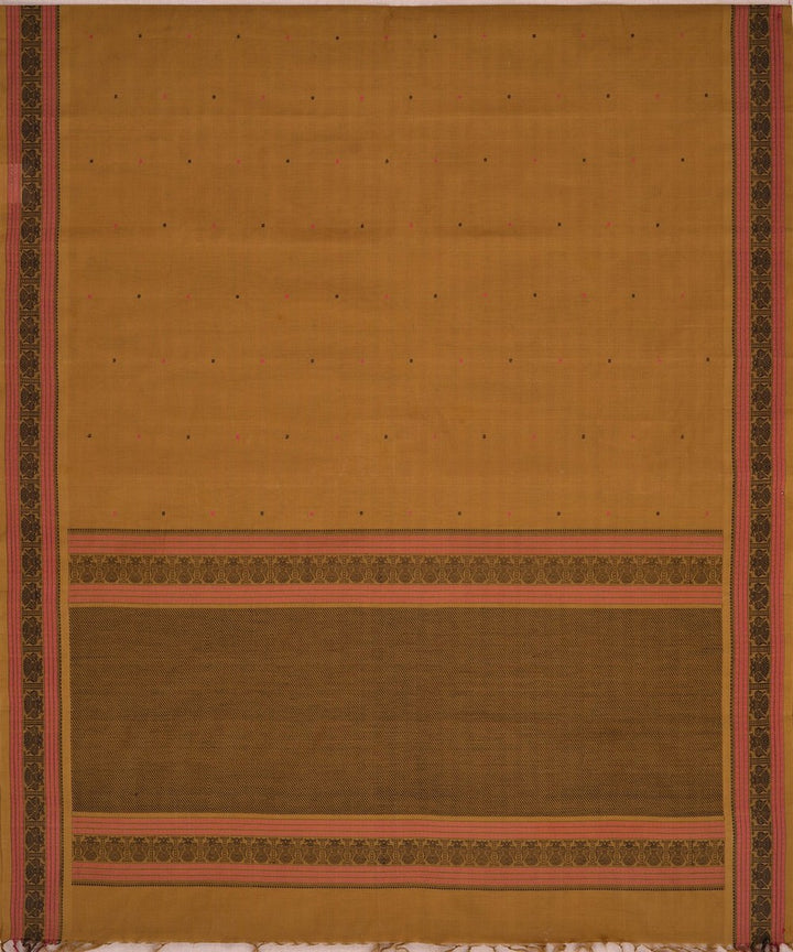 Olive green handwoven kanchi cotton saree