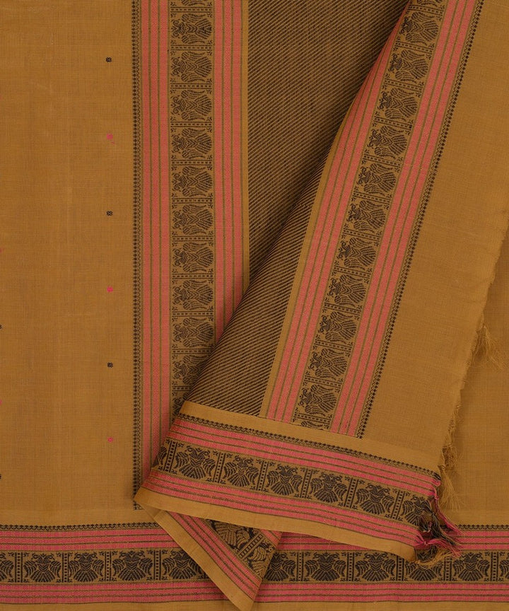 Olive green handwoven kanchi cotton saree