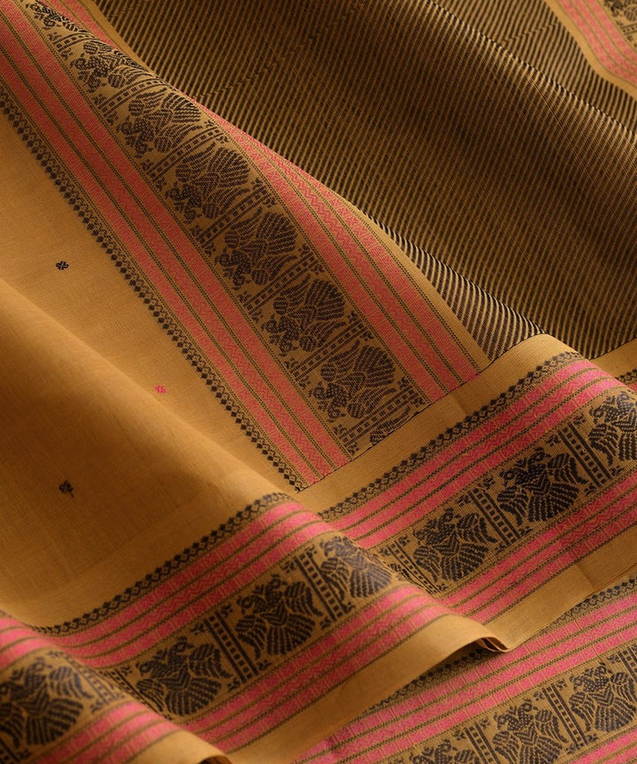 Olive green handwoven kanchi cotton saree