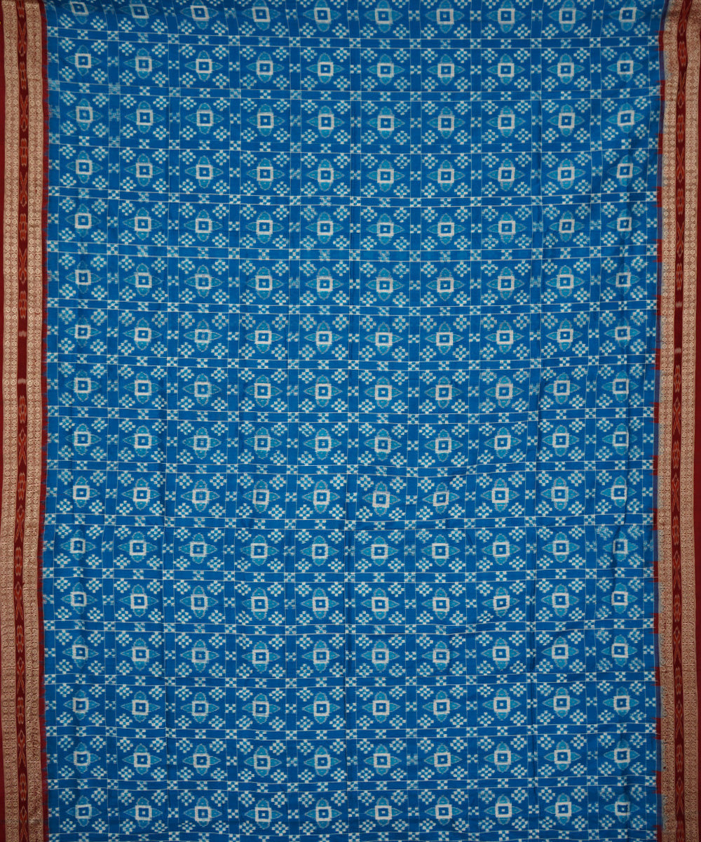 Blue maroon silk handloom sambalpuri saree
