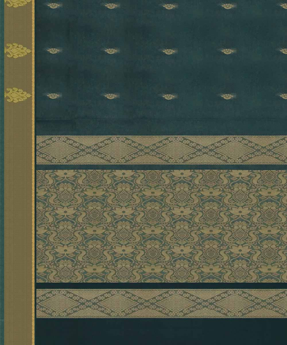 Dark jungle green handwoven salem cotton saree