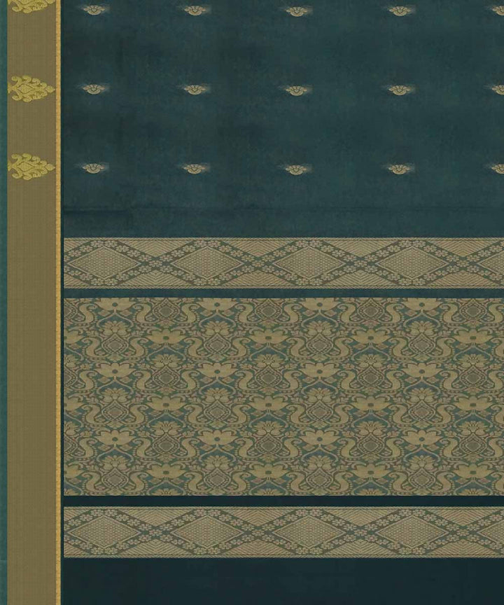 Dark jungle green handwoven salem cotton saree