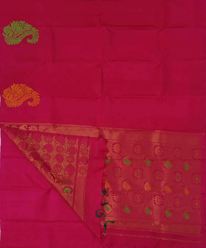 Pink kanjeevaram pure handloom silk saree