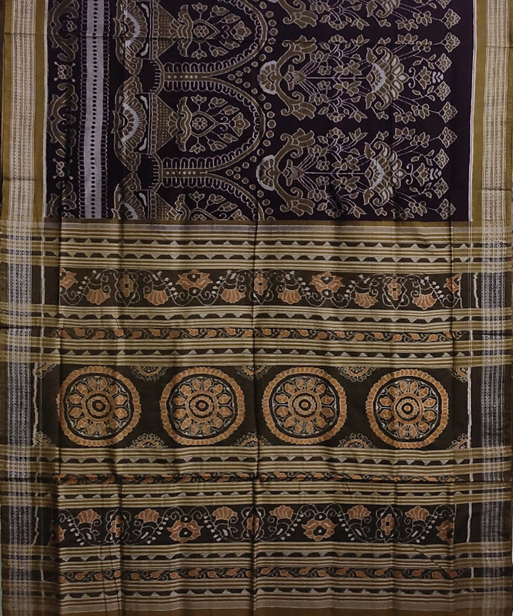 Olive green cotton handwoven sambalpuri saree