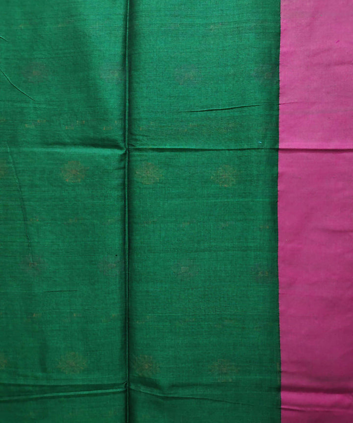 Dark green handwoven cotton saree