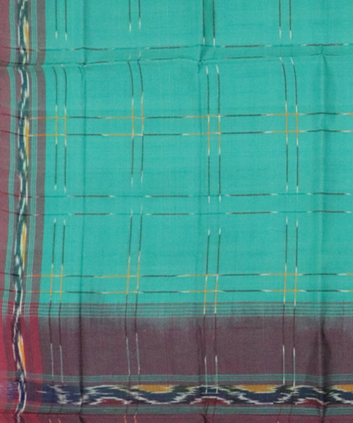 Cyan green handwoven tie dye cotton rajahmundry saree