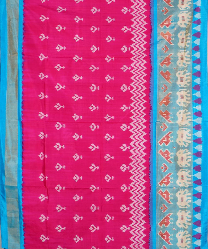 Pink sky blue handloom silk pochampally saree