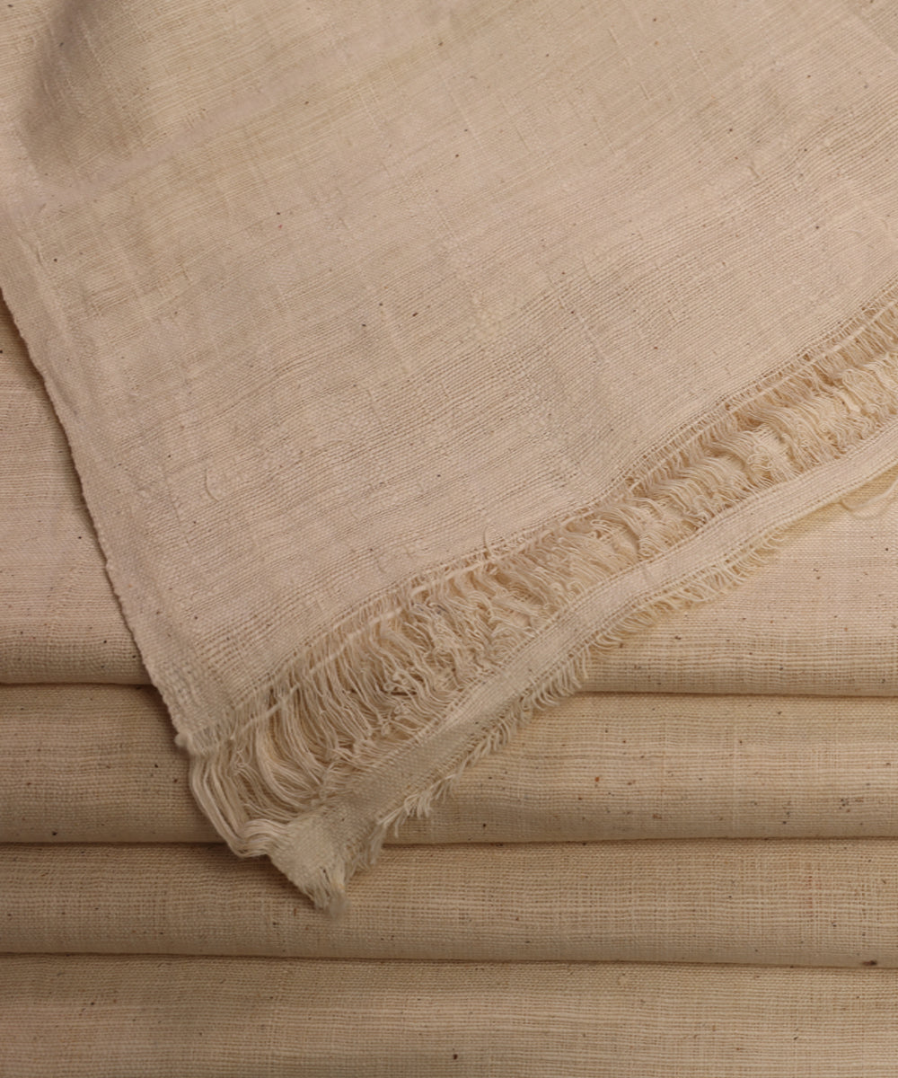White handspun handwoven cotton fabric