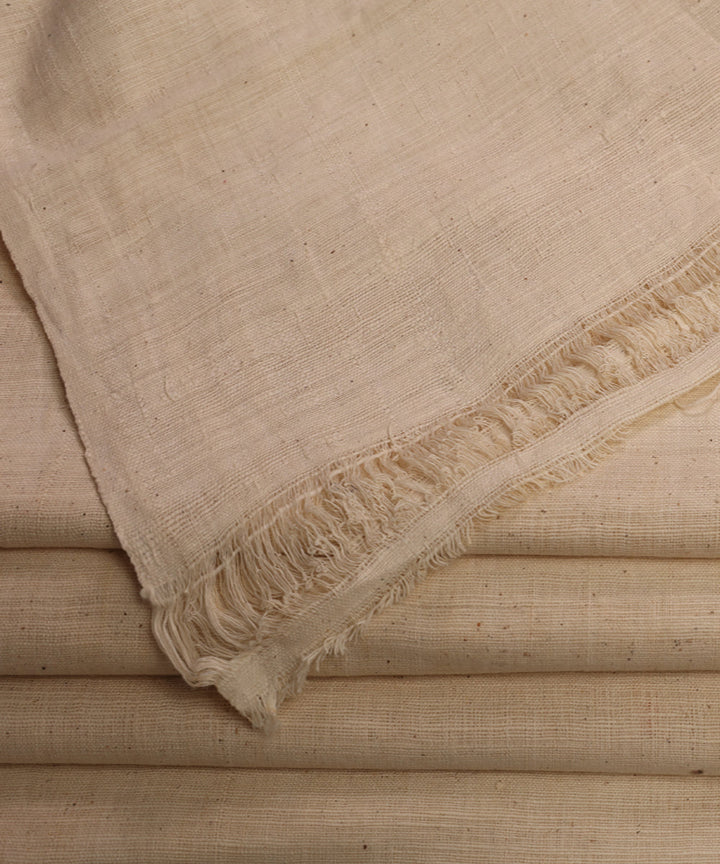 White handspun handwoven cotton fabric