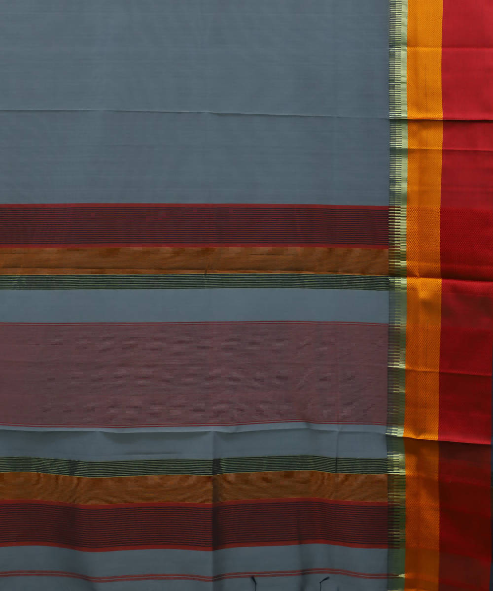 Maheshwari Bluise Grey Handloom Sico Saree