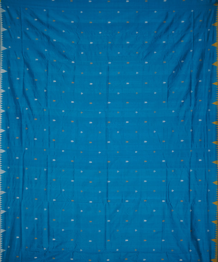 Sky blue yellow silk handloom sambalpuri saree
