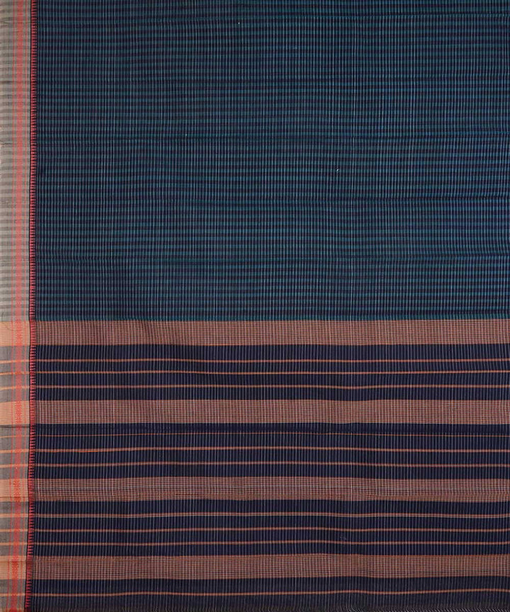 Dark cobalt blue handwoven cotton narayanpet saree