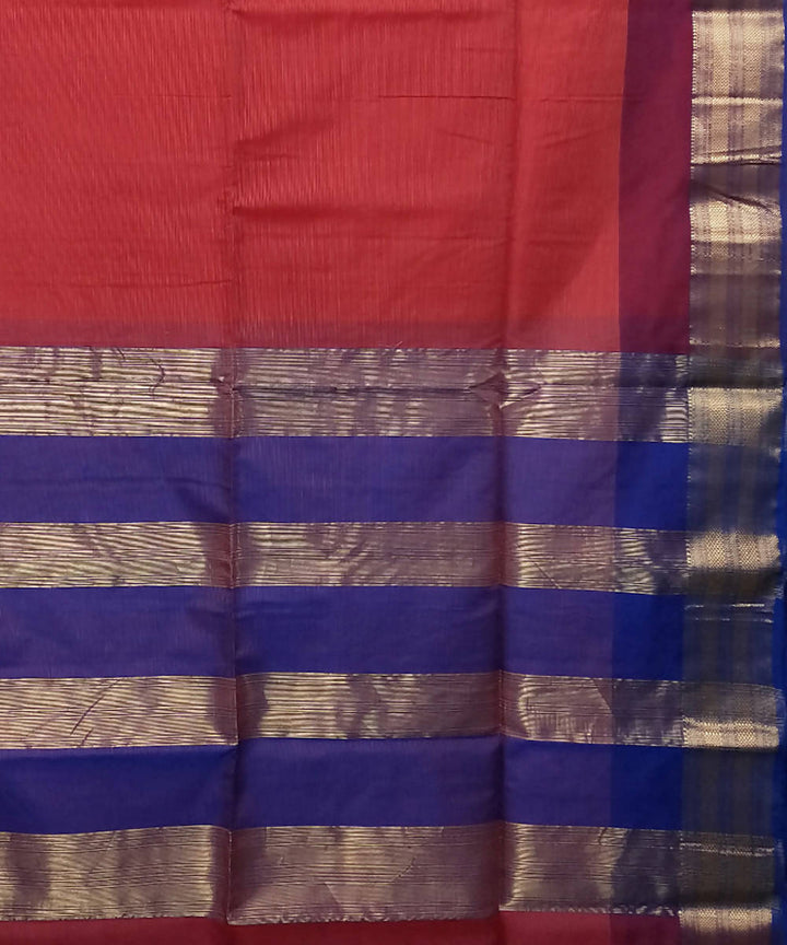 Apple red handloom cotton silk maheshwari saree