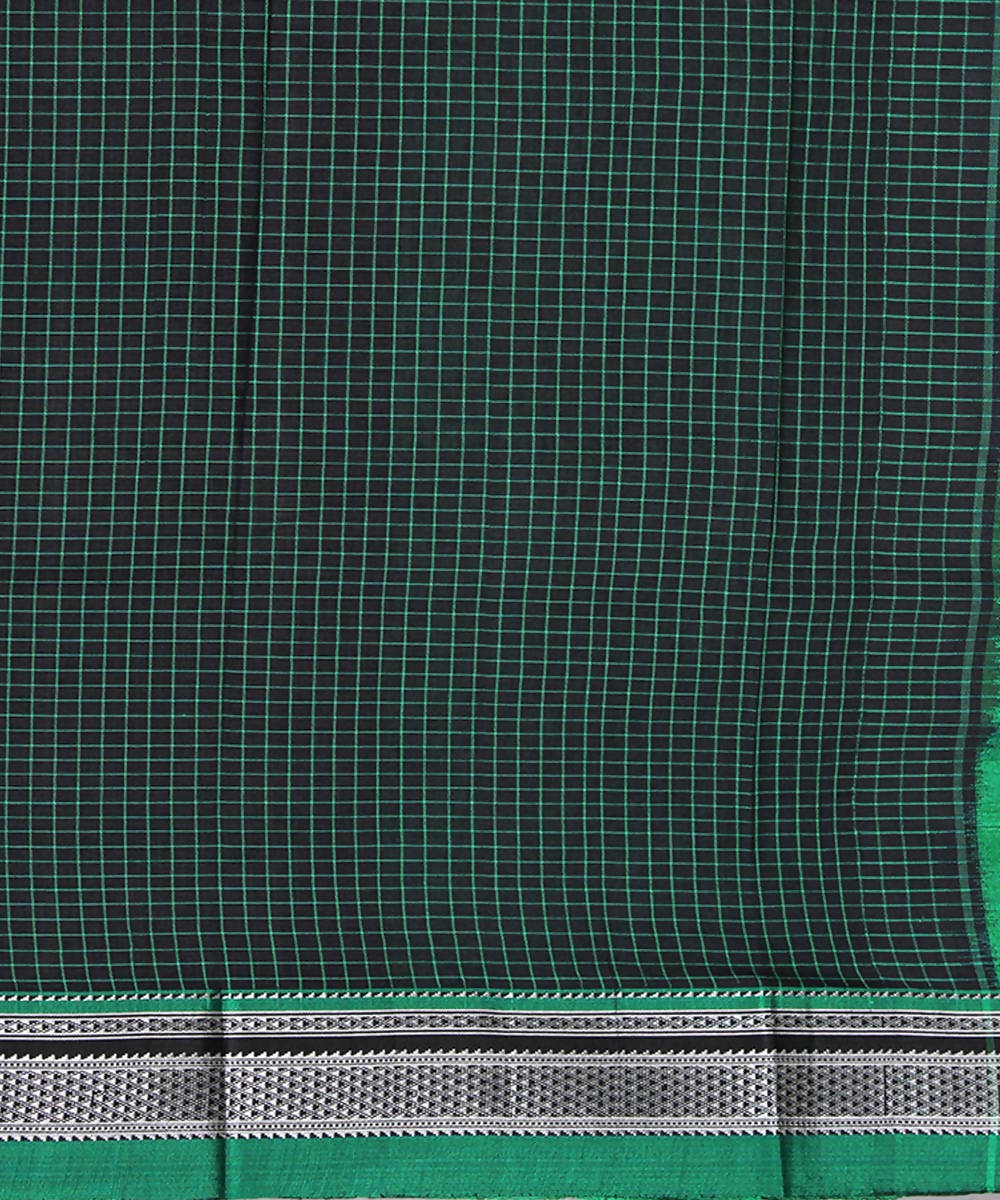 black green handwoven checks chikki paras border ilkal saree