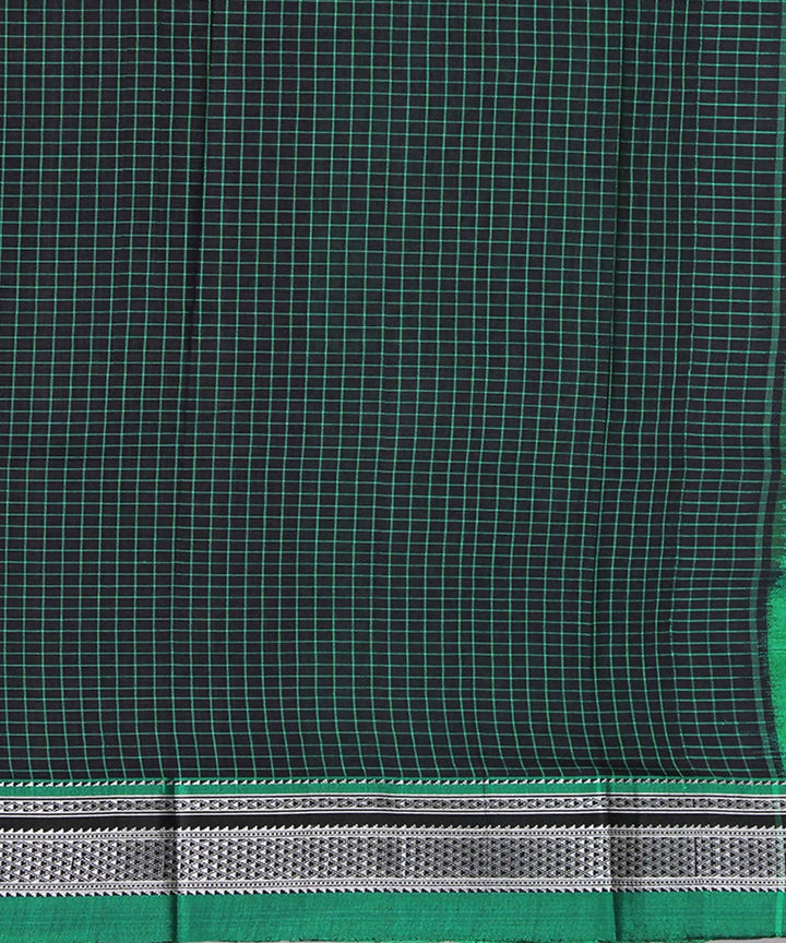 black green handwoven checks chikki paras border ilkal saree