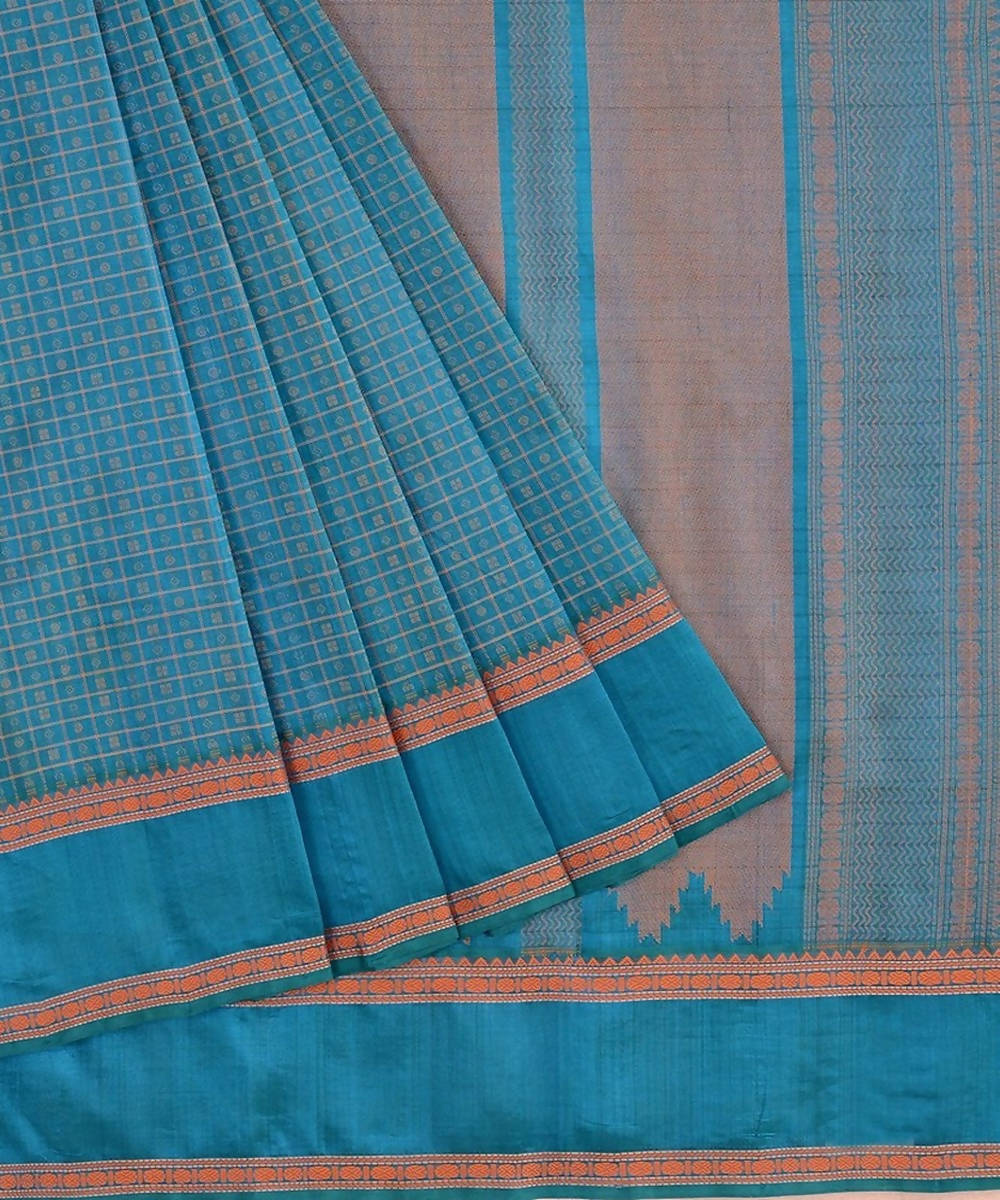 Rama green kanchi silkcotton lakshadeepam saree rudraksha border