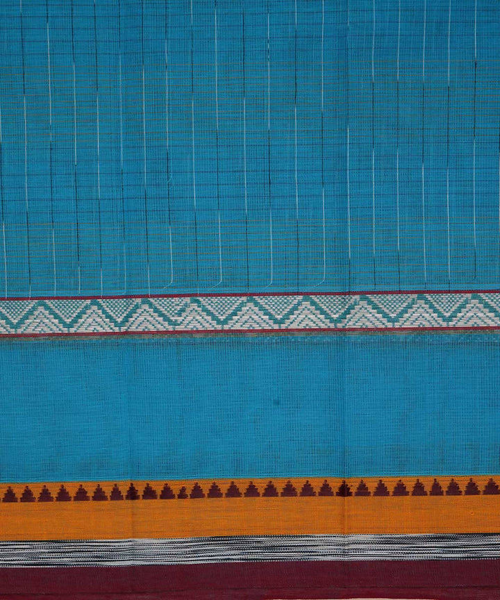 Light blue handwoven cotton narayanpet saree