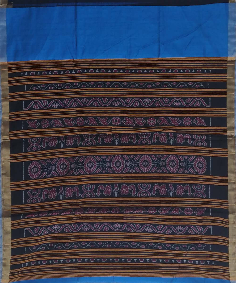 Blue handwoven dupion silk saree