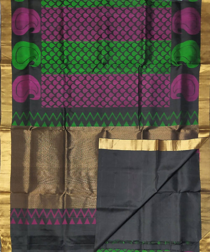 Black soft silk handloom saree