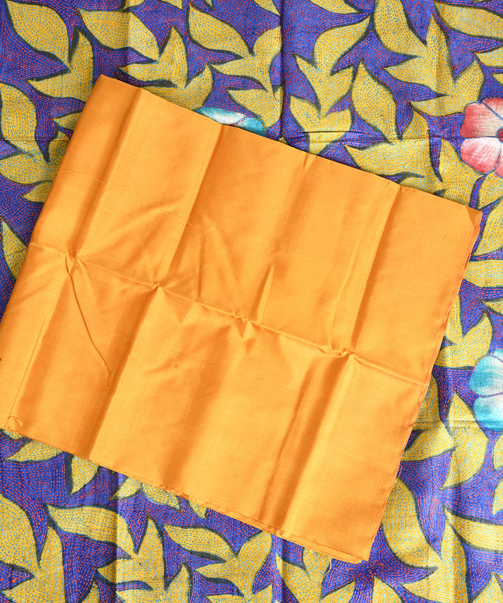 2pc Mustard multicolour hand embroidery silk dress material