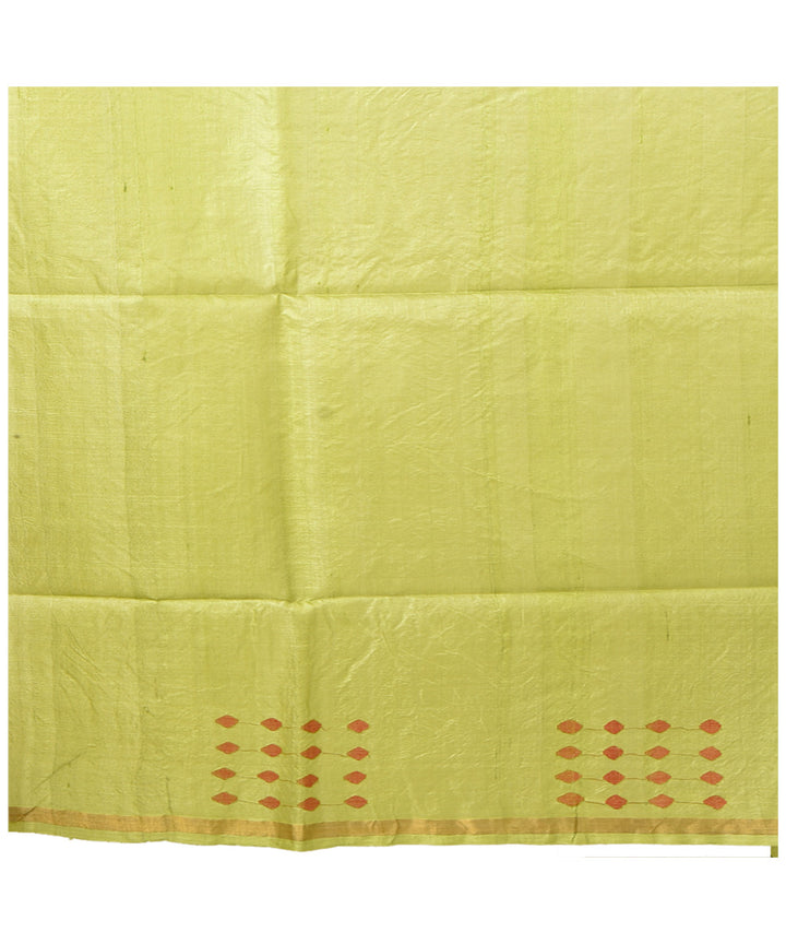 Light green handwoven tussar silk bengal jamdani saree
