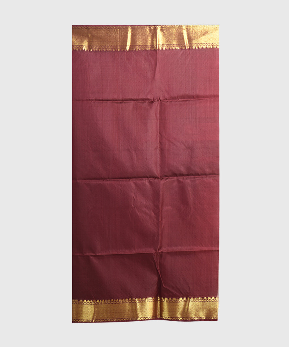 Beige and maroon handwoven silk saree