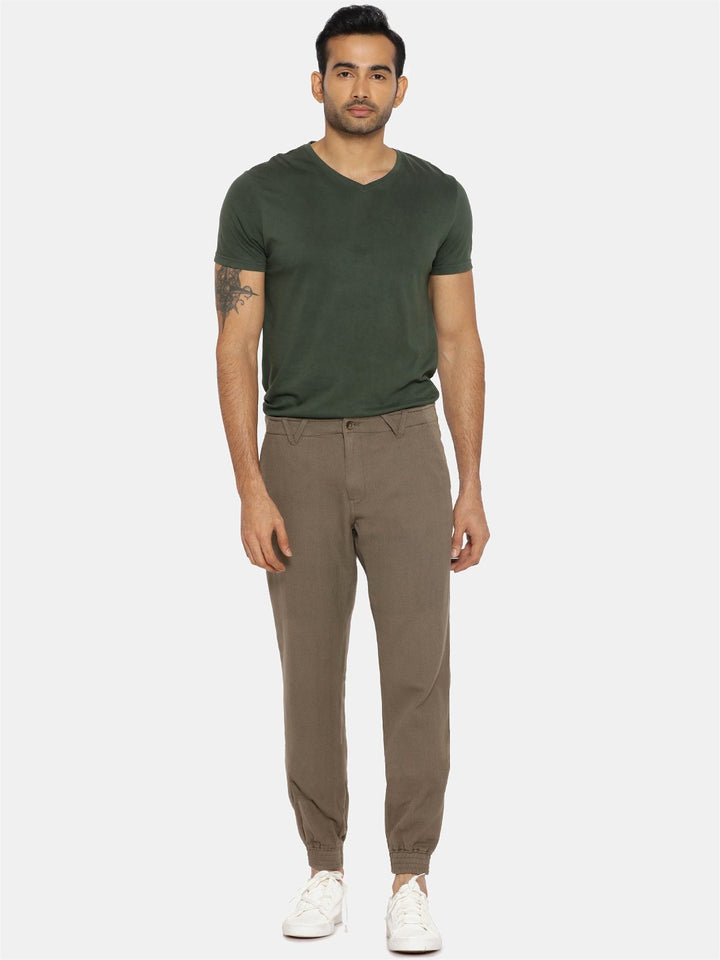 Khaki herringbone pant