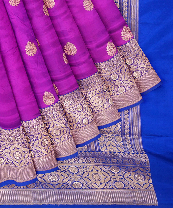 Mauve purple and blue silk handloom banarasi saree