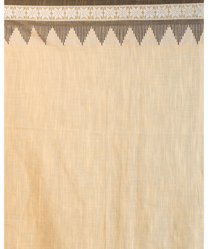 Cream and grey handwoven bengal cotton saree