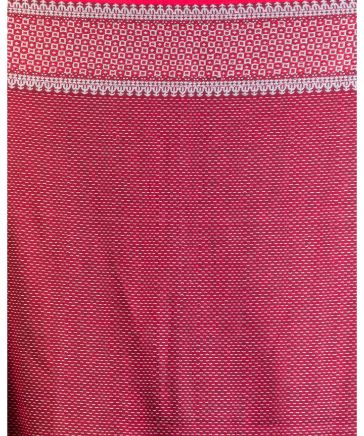 Grey red handloom bengal cotton saree