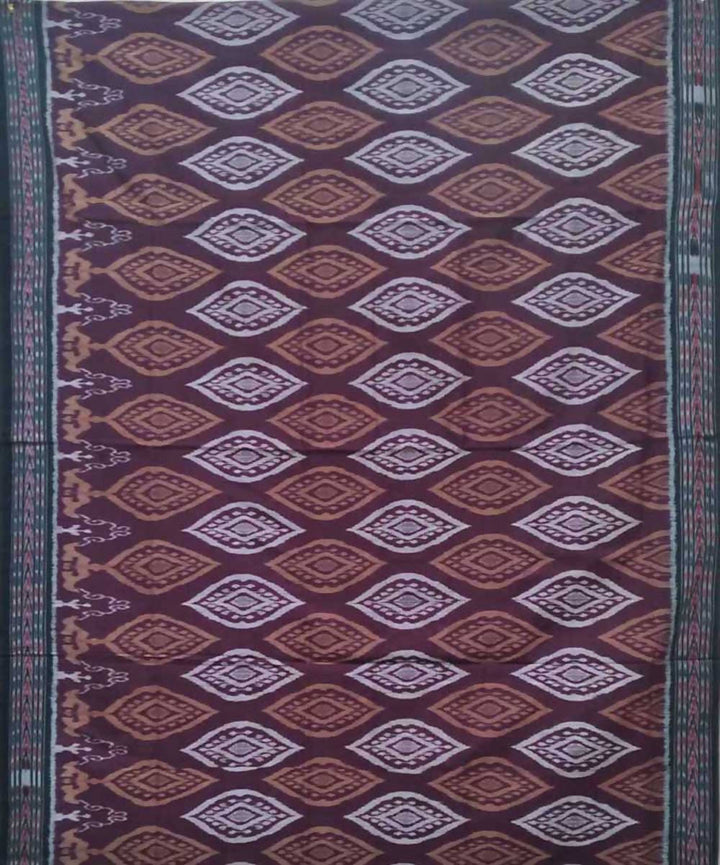 Bulgarian rose black handwoven nuapatana ikat cotton saree