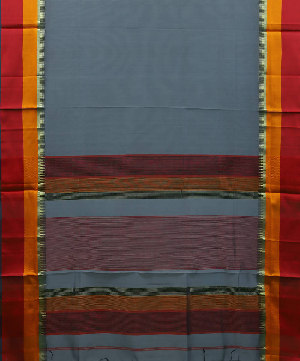Maheshwari Bluise Grey Handloom Sico Saree