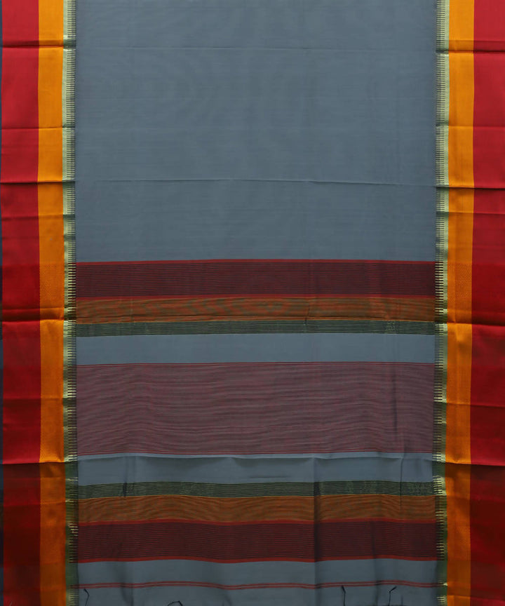 Maheshwari Bluise Grey Handloom Sico Saree