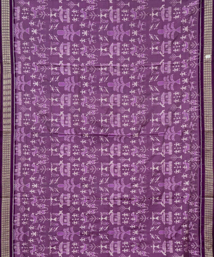 African violet bright lilac ikat silk handloom sambalpuri saree