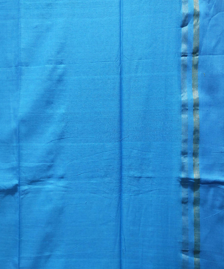 Sky blue handloom handspun cotton saree